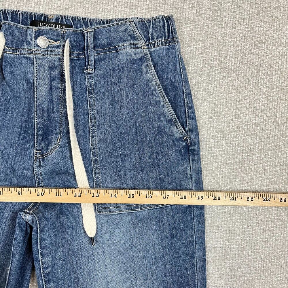 Judy Blue Jeans Womens 7/28 Blue Jogger High Rise Tapered Denim Pants Drawstring - Picture 11 of 12